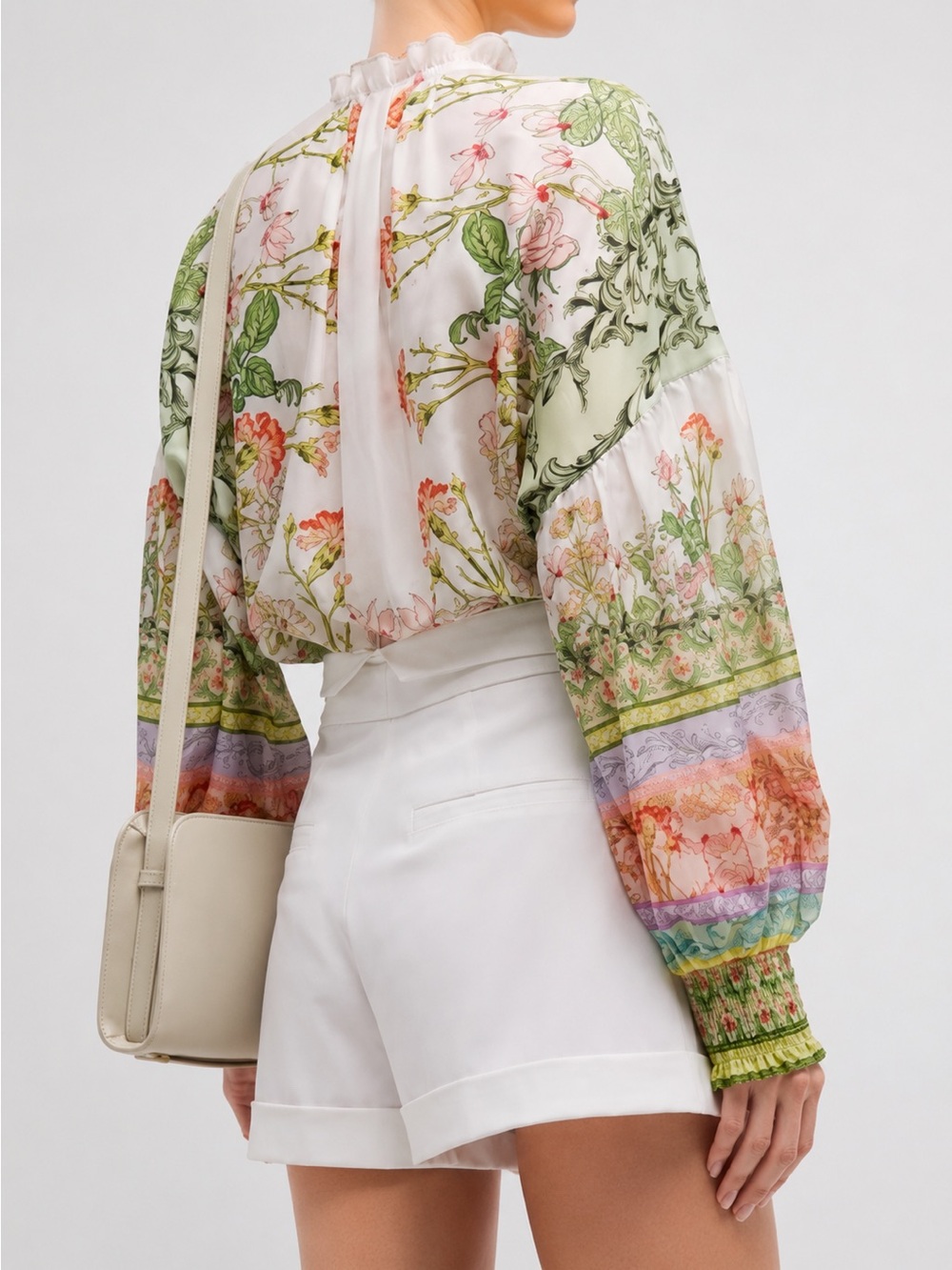 Alice + Olivia Julius Smocked Cuff Silk Blend Blouse XS - Picture 2 of 9